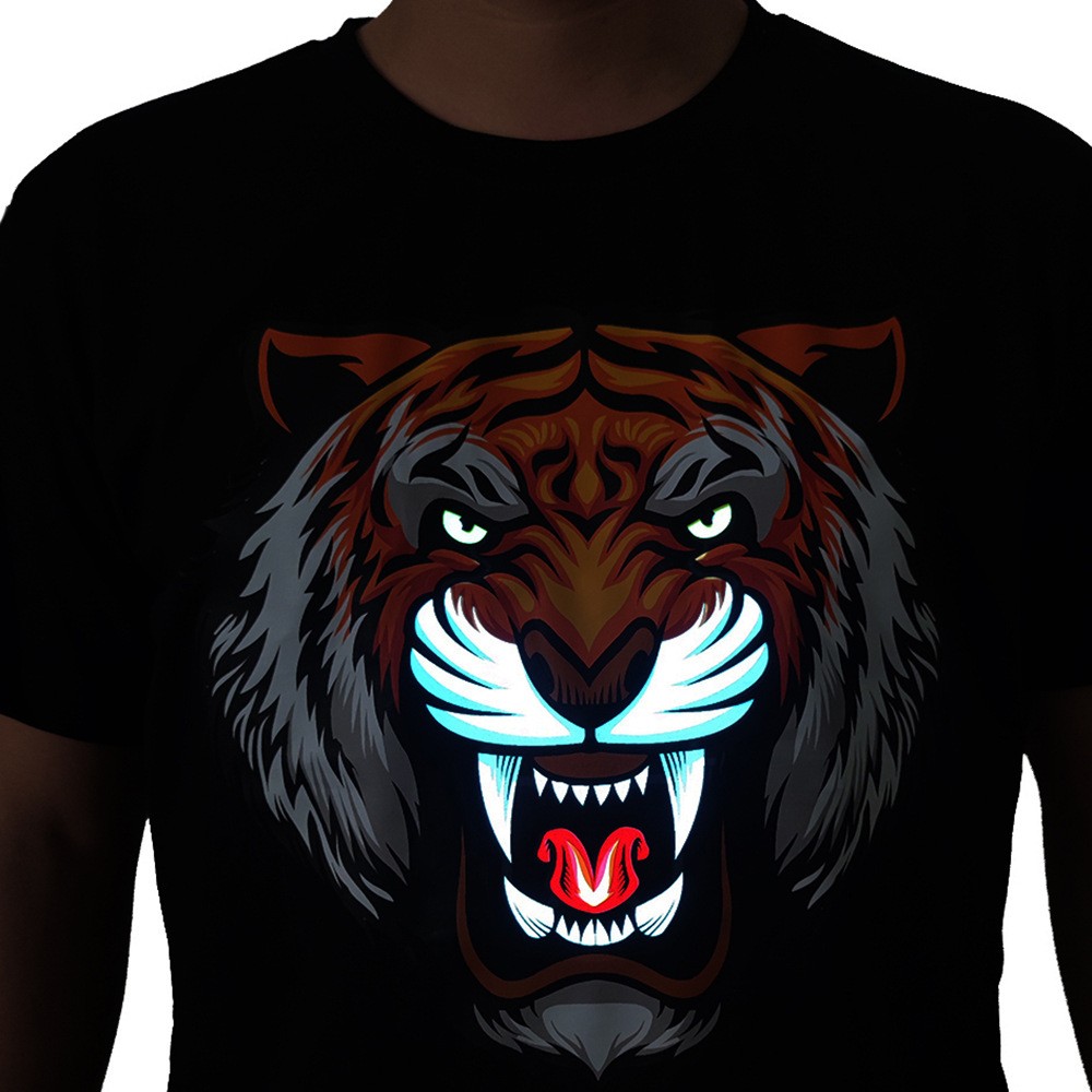 t-shirt tiger led tshirt lampu berkelip
