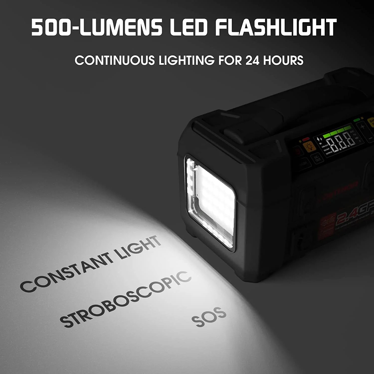 pemula kereta 500 lumen lampu suluh LED + pemampat dan bank kuasa