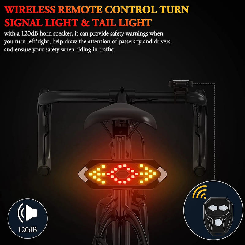 lampu belakang basikal dengan isyarat belok untuk lampu belakang basikal tanpa wayar dengan pengawal