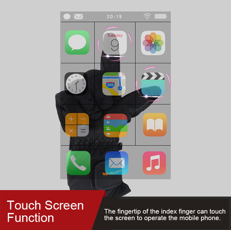 sarung tangan musim sejuk dengan permukaan jari skrin sentuh untuk telefon pintar