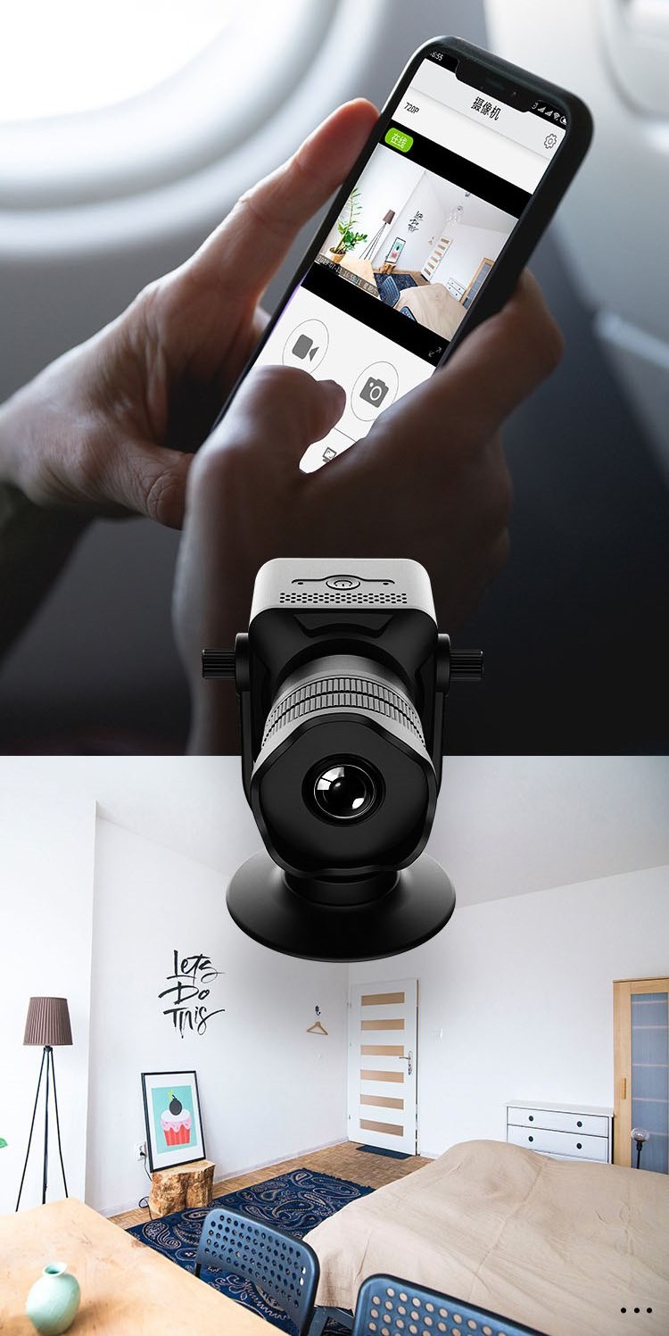 aliran langsung melalui aplikasi dalam kamera pengintip mini mudah alih