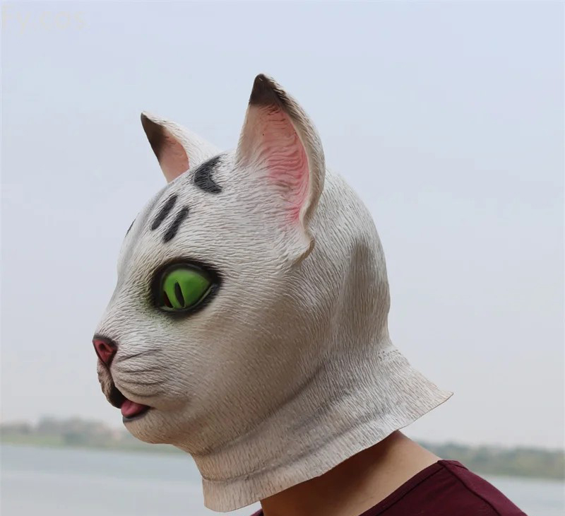 topeng kepala muka silikon kucing