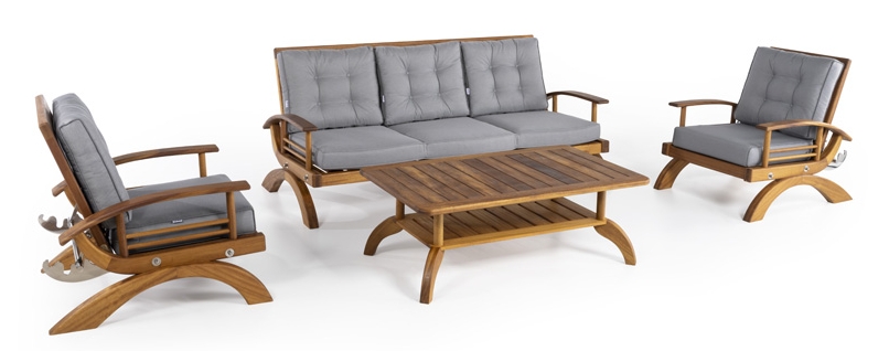 sofa taman rotan - set tempat duduk kayu taman