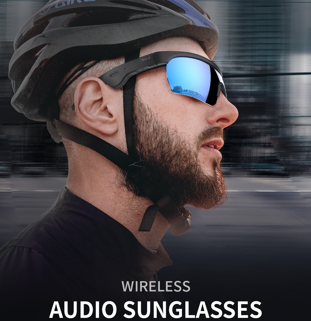 Cermin mata hitam audio pintar Cermin mata bluetooth sukan untuk mendengar muzik