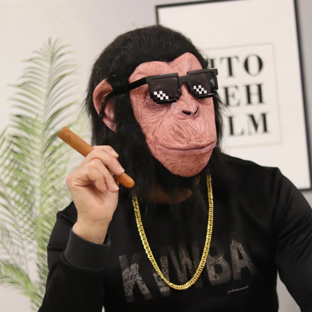 chimp mask monyet muka silikon lateks topeng untuk kepala