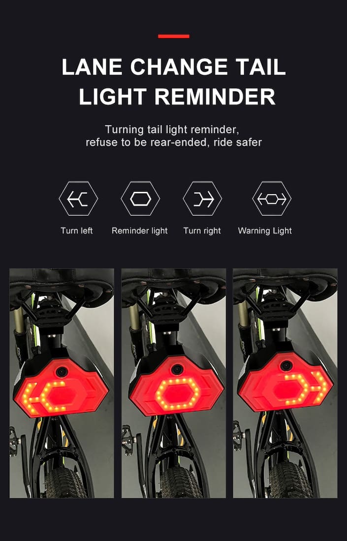 lampu belakang basikal dengan isyarat belok + kamera