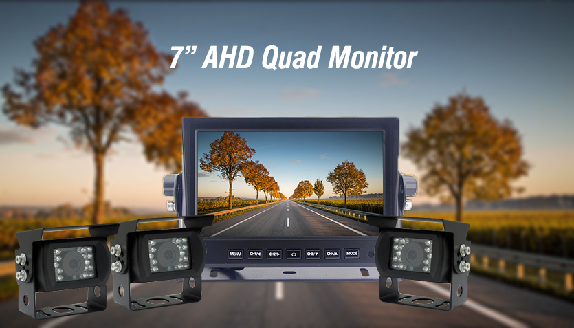 Kamera sandaran dengan monitor AHD