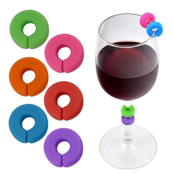 cincin untuk gelas wain, label berwarna