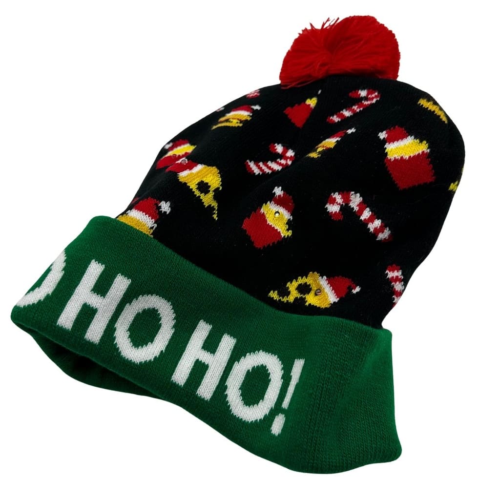 Topi LED Krismas bersinar kehangatan musim sejuk dikait