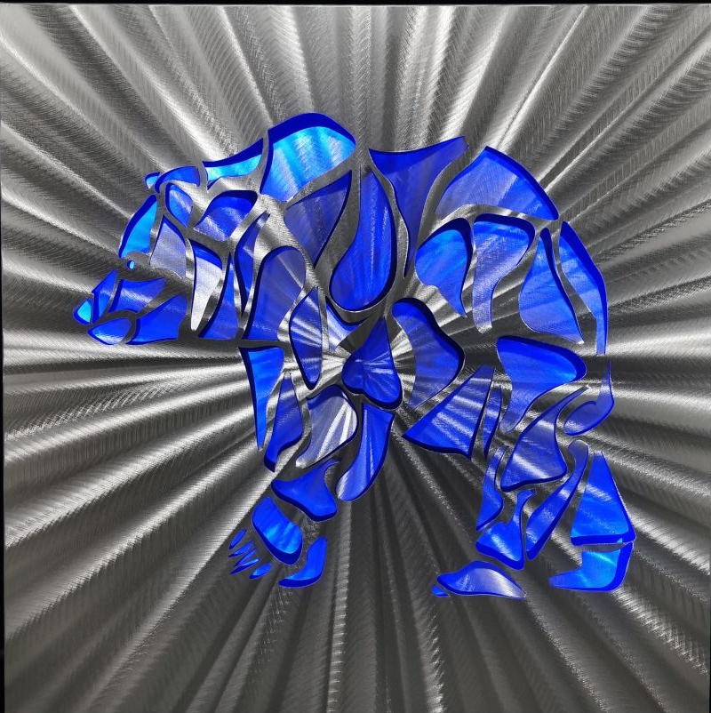 Beruang kutub - Lukisan logam abstrak LED aluminium 3D