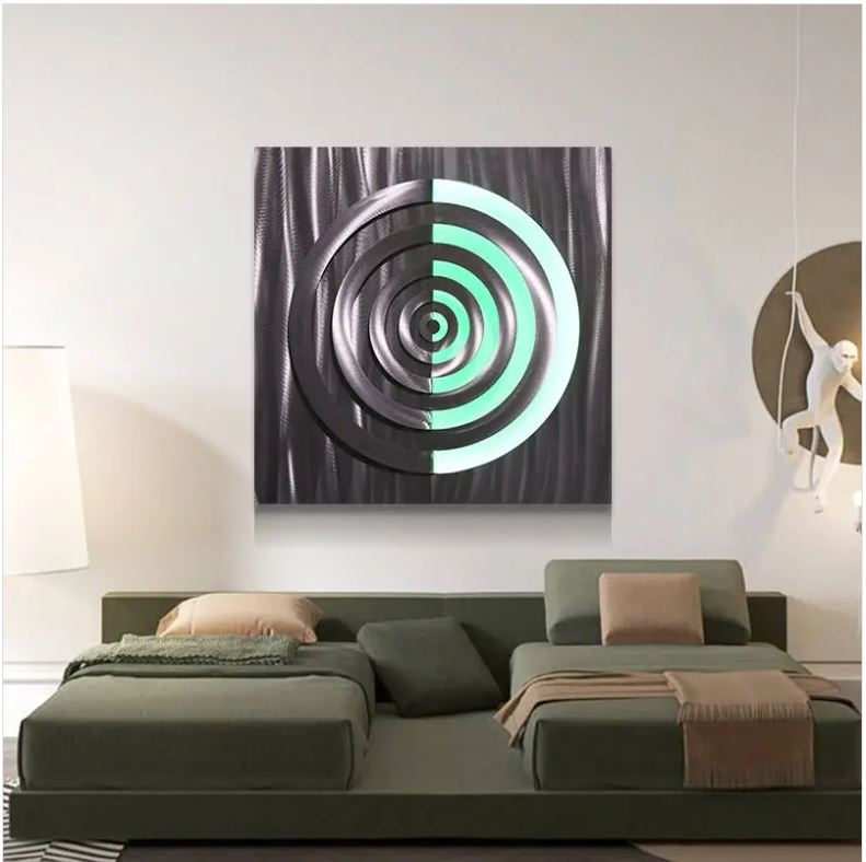 lukisan dinding untuk hiasan rumah - seni logam abstrak LED