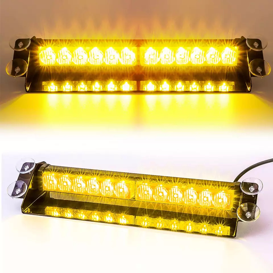 Amaran lampu LED strob untuk kereta 24 LED warna kuning putih