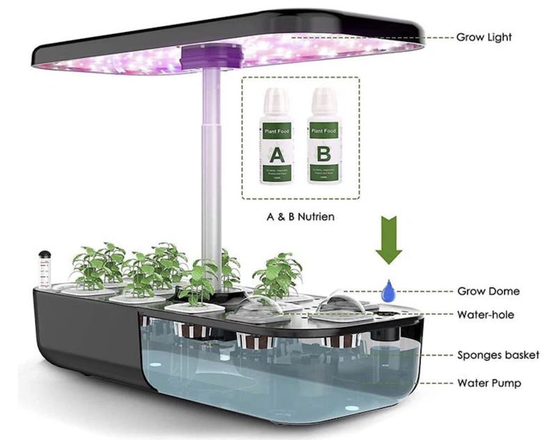 Lampu LED GROW (hidroponik) untuk menanam tumbuhan - Kit dengan 12 kapsul
