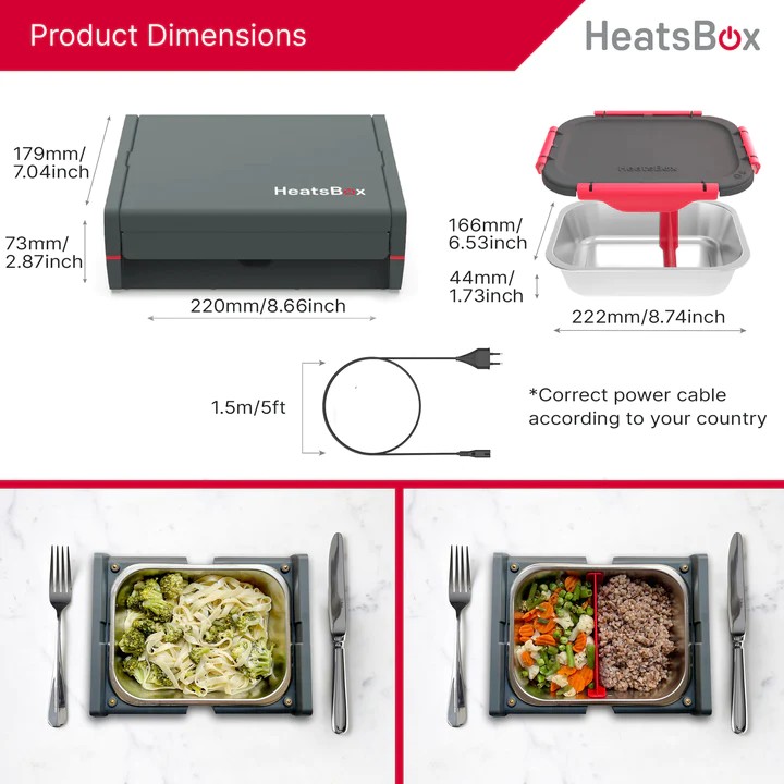 kotak makan tengah hari untuk makanan heatsbox makanan yang dipanaskan secara elektrik pro