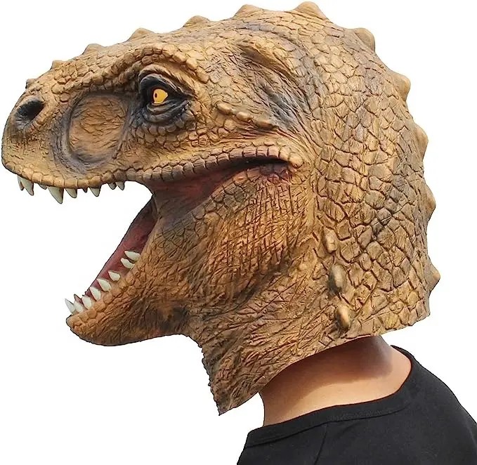 Topeng Halloween topeng kepala dinosaur silikon t rex dinosaur